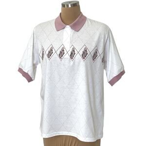 Elaine Benedict Polo Top Women Medium Golf Bag Print USA 80s Sporty Chic Coastal